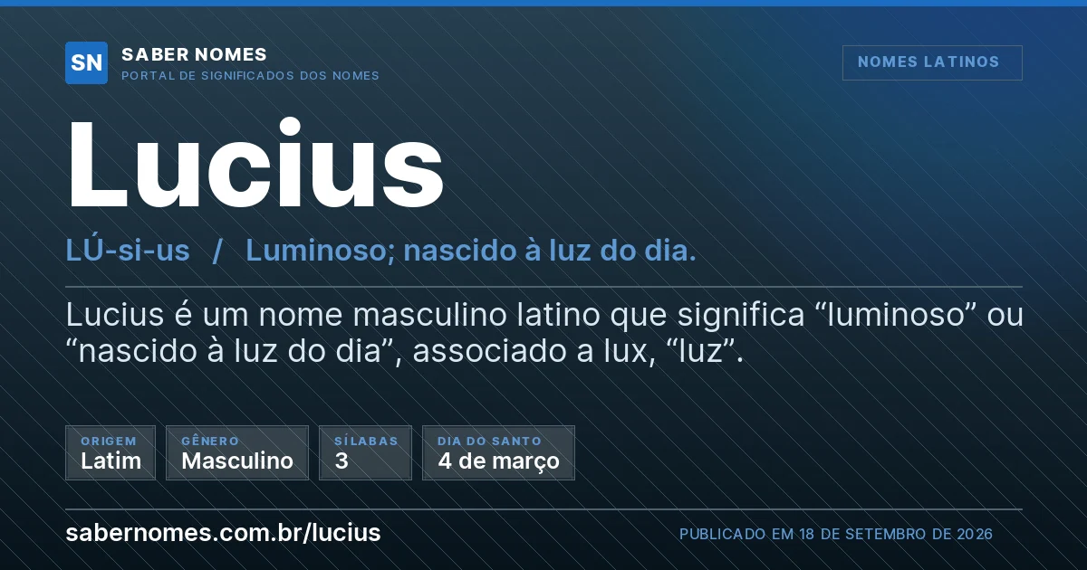 Imagem com o significado do nome Lucius
