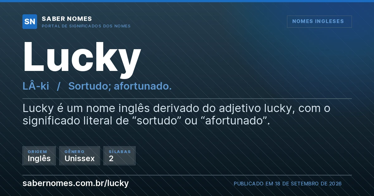 Imagem com o significado do nome Lucky