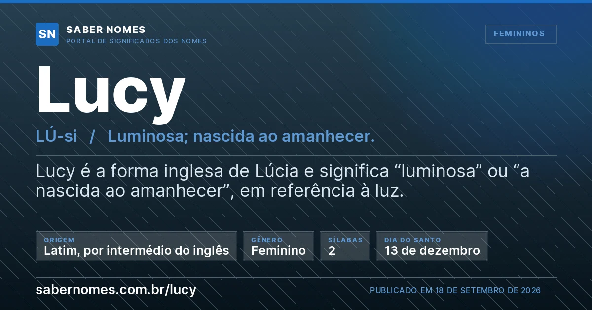 Imagem com o significado do nome Lucy