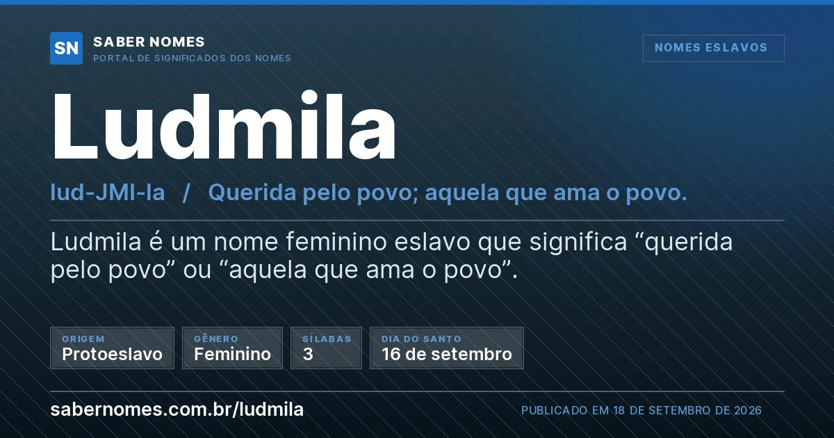 Imagem com o significado do nome Ludmila