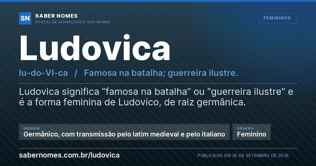 Imagem com o significado do nome Ludovica