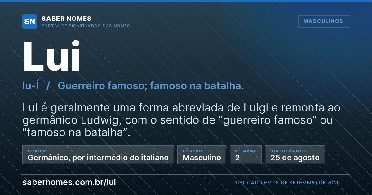 Imagem com o significado do nome Lui