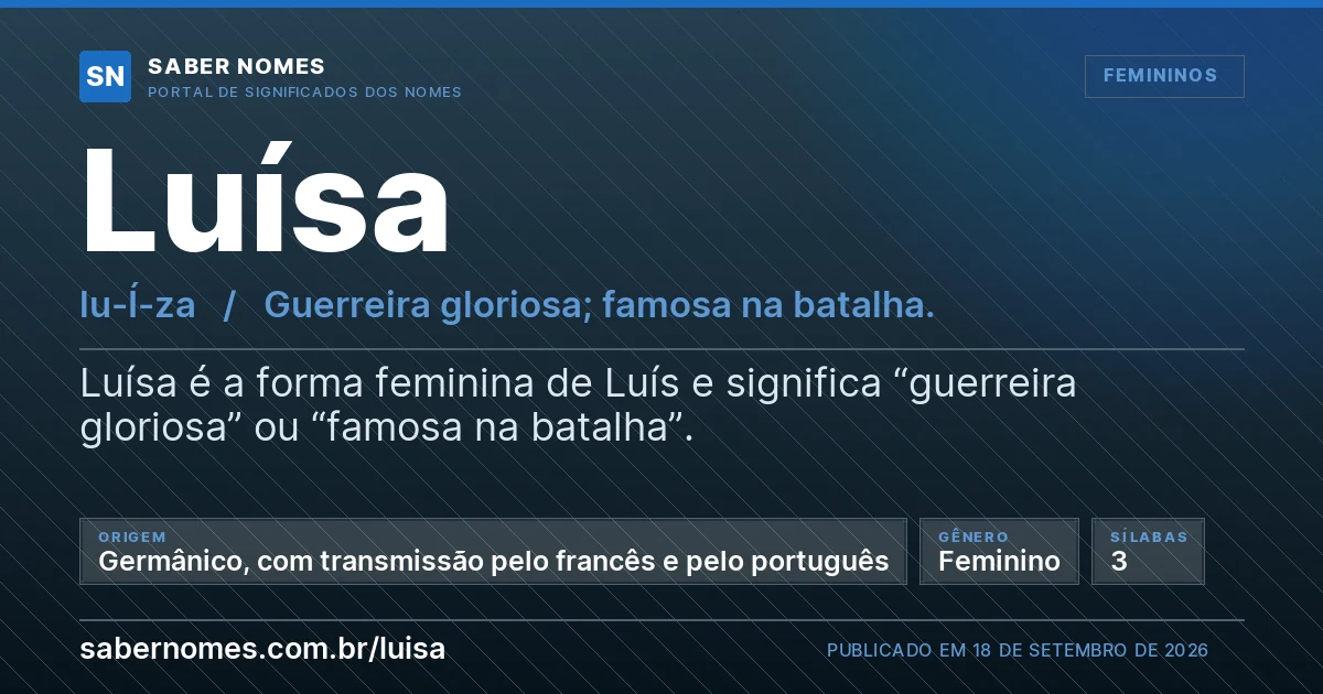 Imagem com o significado do nome Luísa
