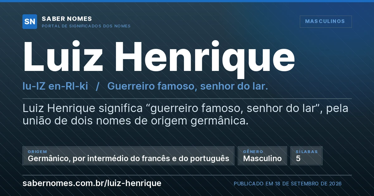 Imagem com o significado do nome Luiz Henrique