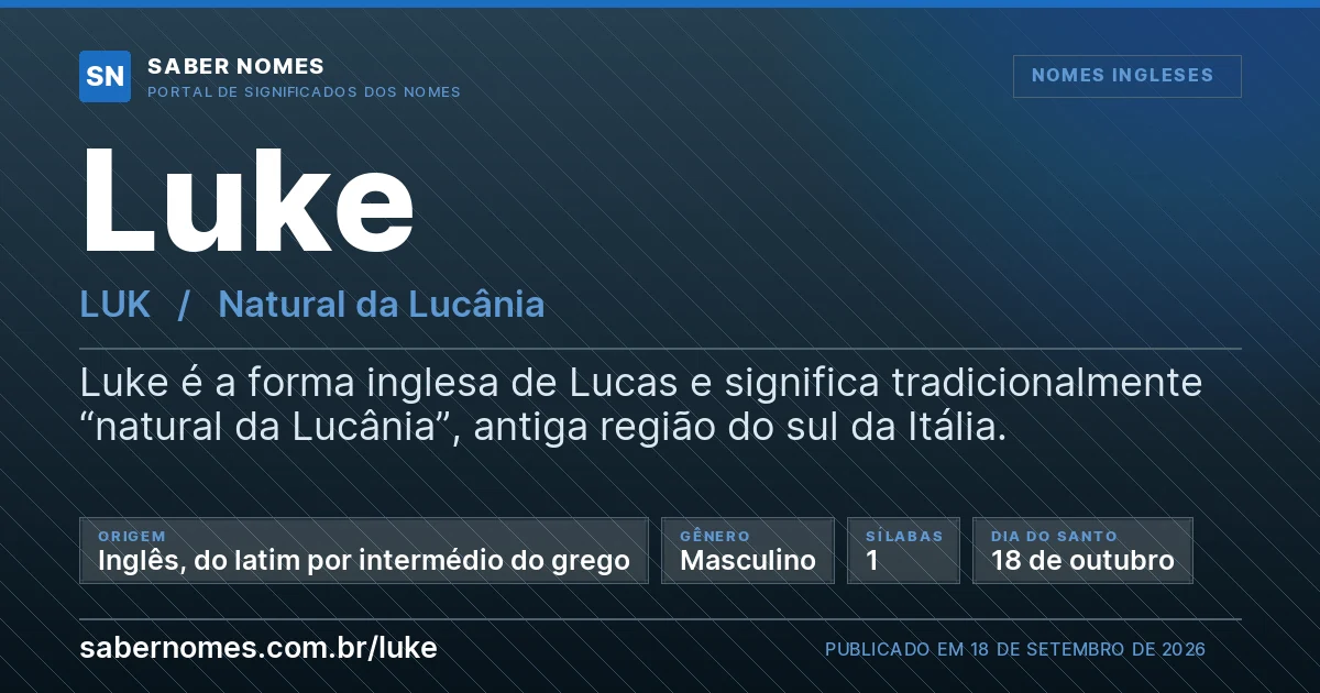 Imagem com o significado do nome Luke