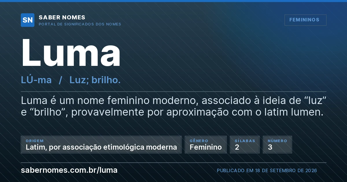 Imagem com o significado do nome Luma