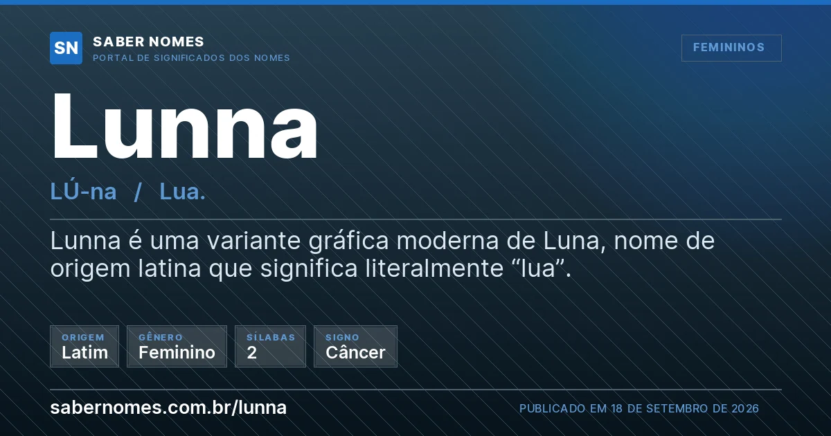 Imagem com o significado do nome Lunna