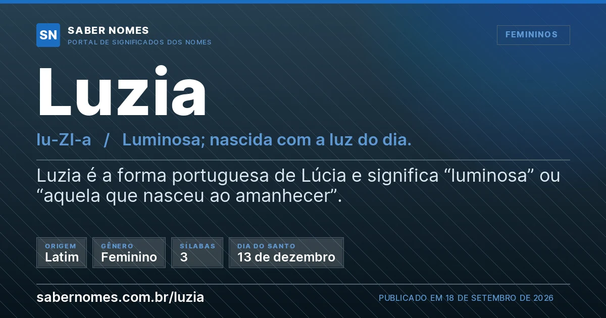 Imagem com o significado do nome Luzia