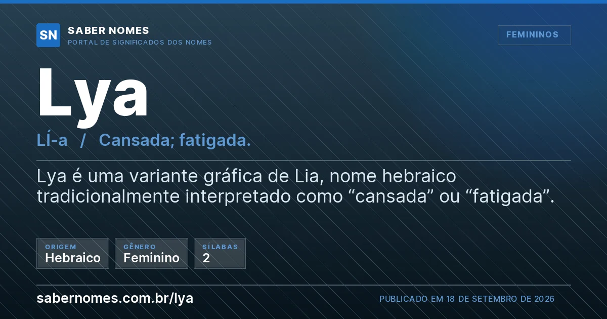 Imagem com o significado do nome Lya