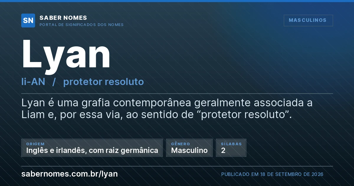 Imagem com o significado do nome Lyan