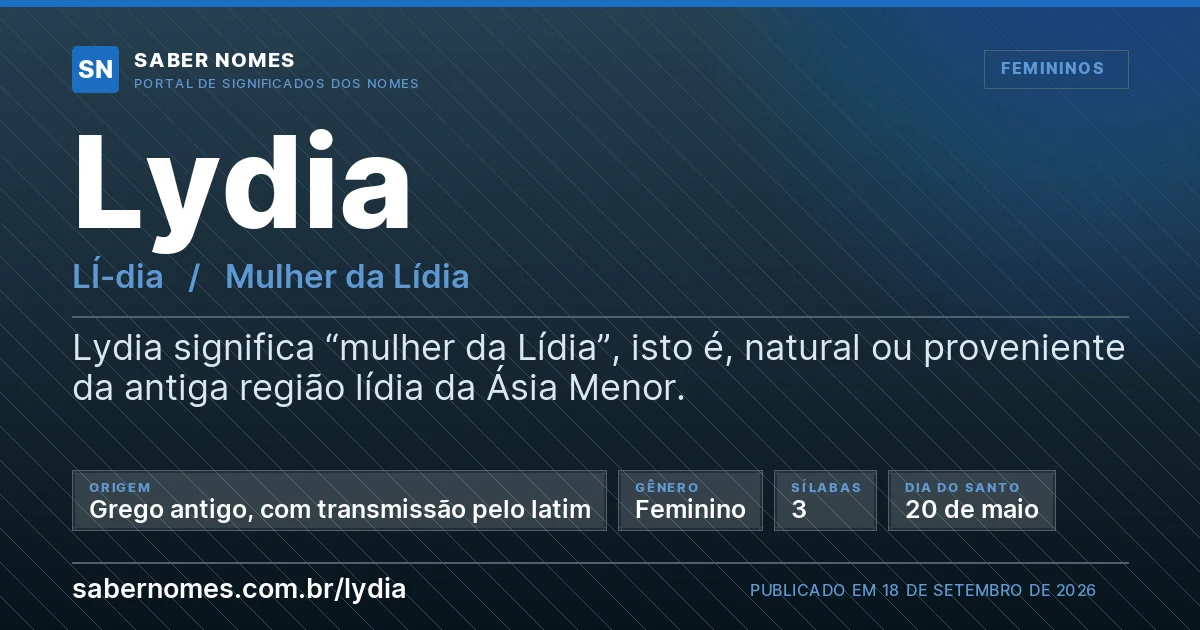 Imagem com o significado do nome Lydia