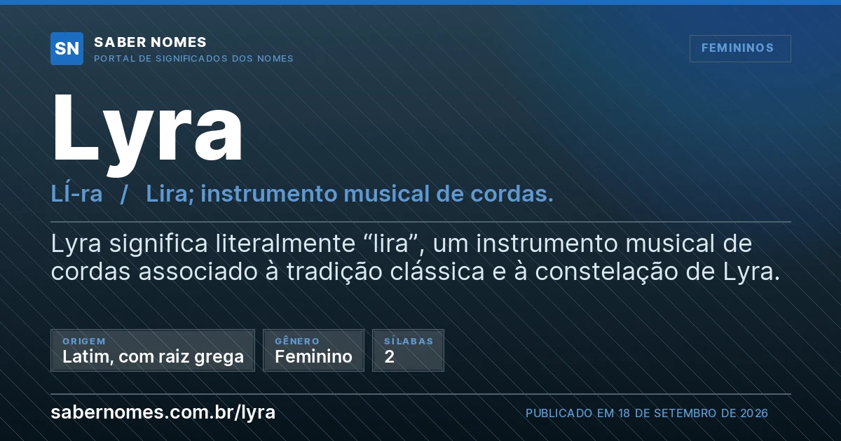 Imagem com o significado do nome Lyra