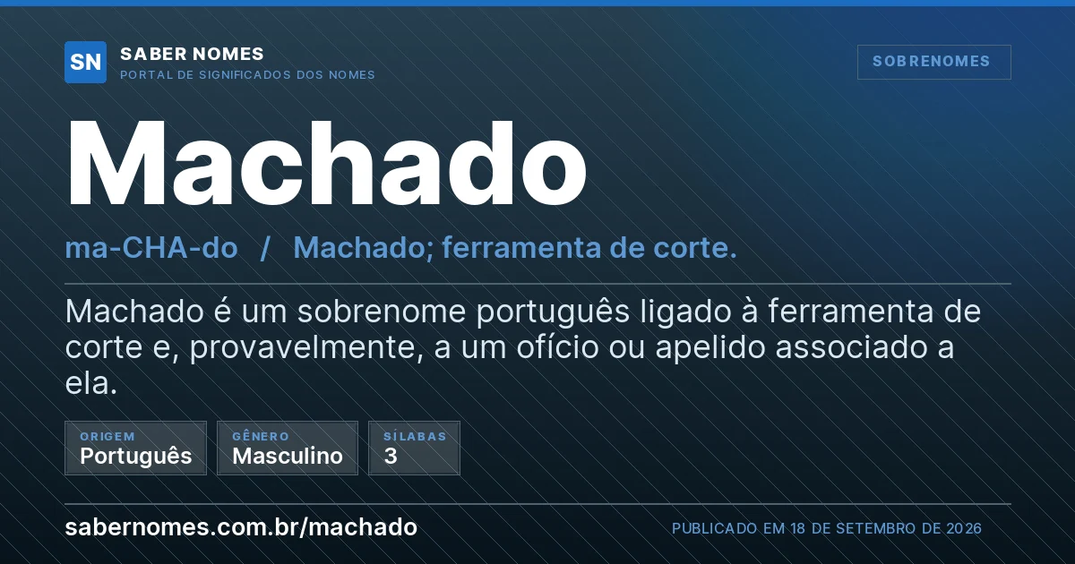 Imagem com o significado do nome Machado