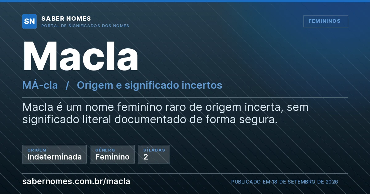 Imagem com o significado do nome Macla