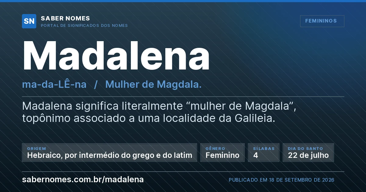 Imagem com o significado do nome Madalena
