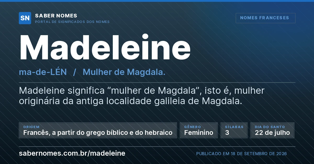 Imagem com o significado do nome Madeleine