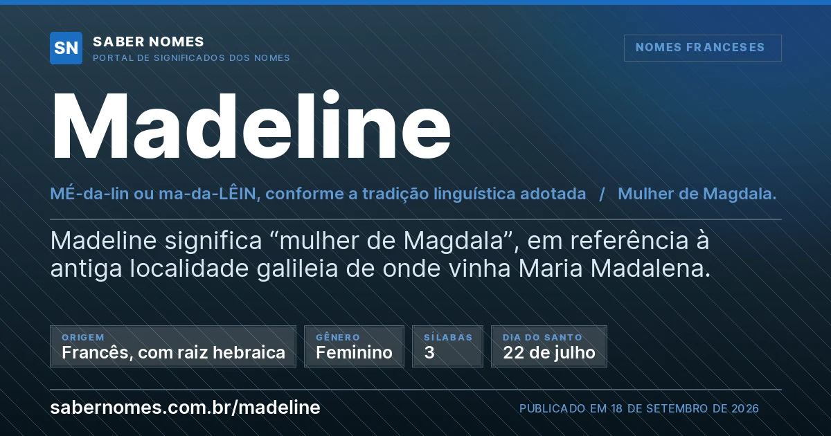 Imagem com o significado do nome Madeline