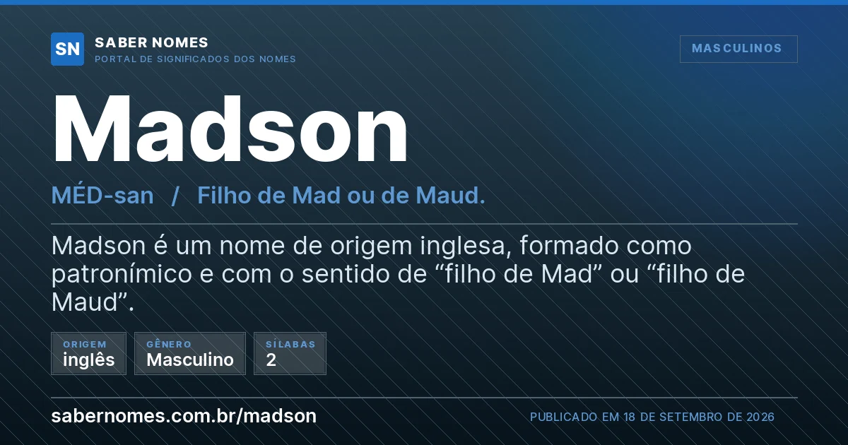 Imagem com o significado do nome Madson