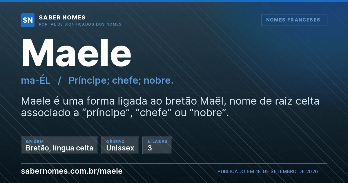 Imagem com o significado do nome Maele