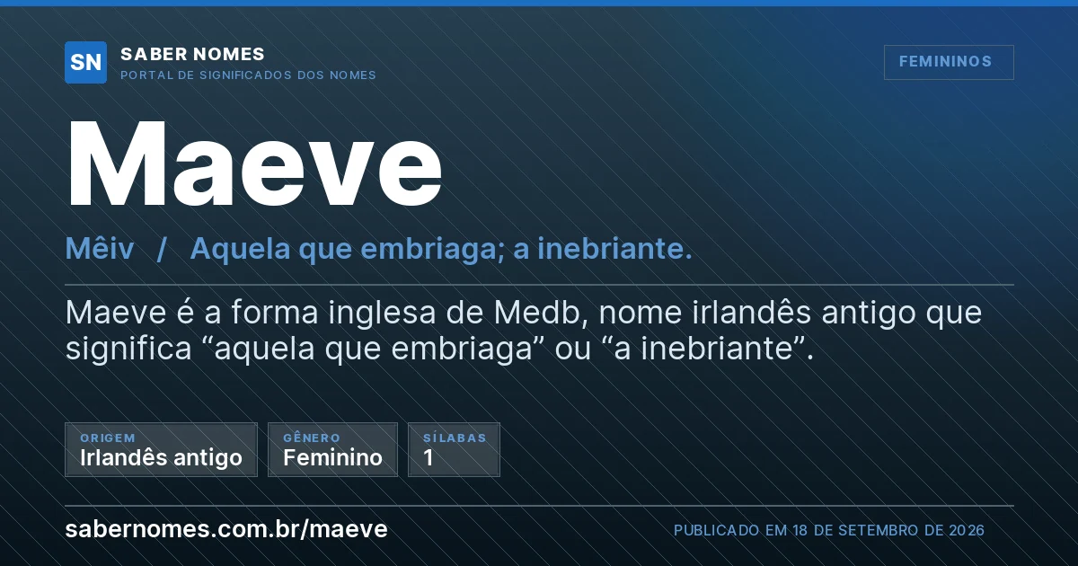 Imagem com o significado do nome Maeve
