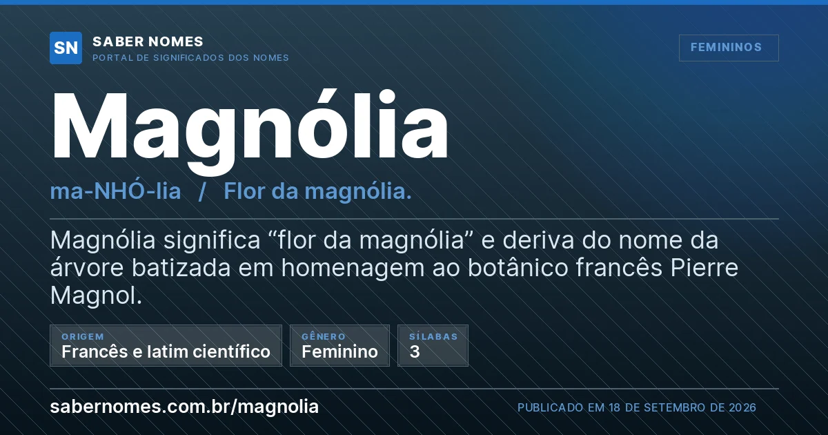Imagem com o significado do nome Magnólia