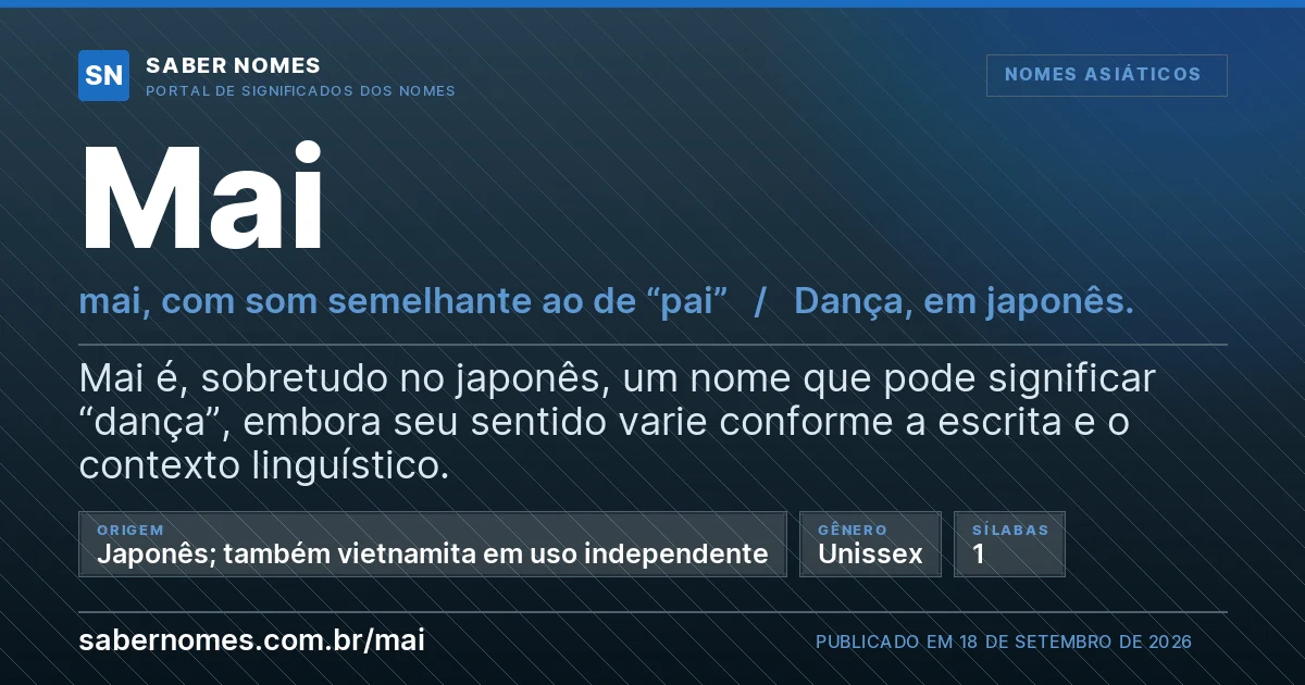 Imagem com o significado do nome Mai