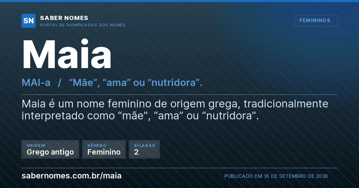 Imagem com o significado do nome Maia