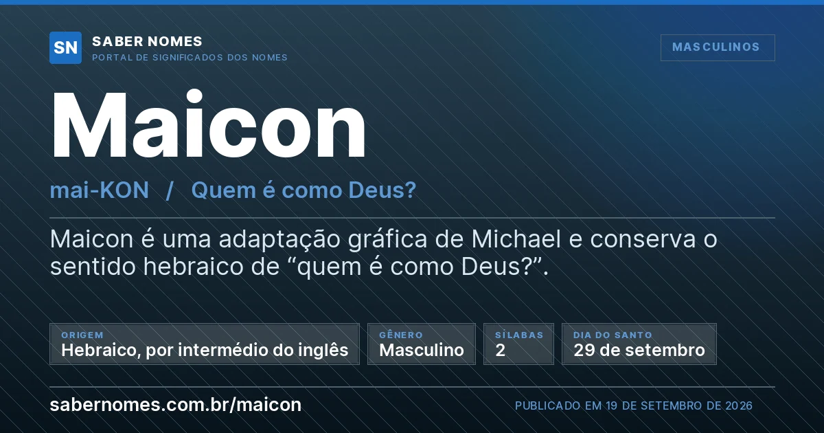 Imagem com o significado do nome Maicon
