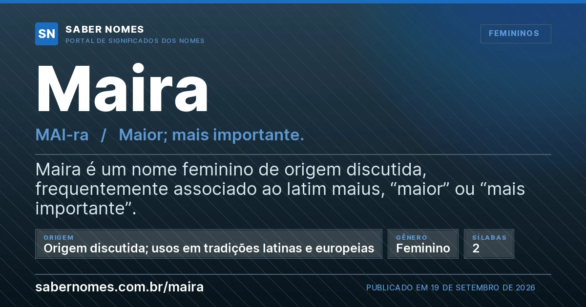 Imagem com o significado do nome Maira