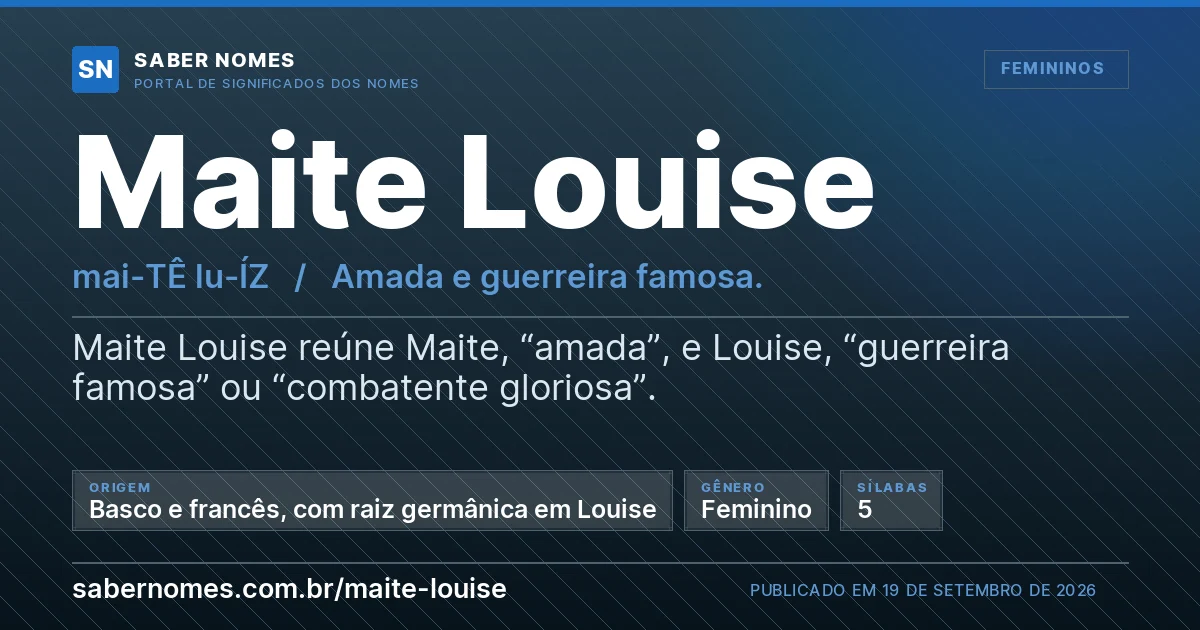 Imagem com o significado do nome Maite Louise