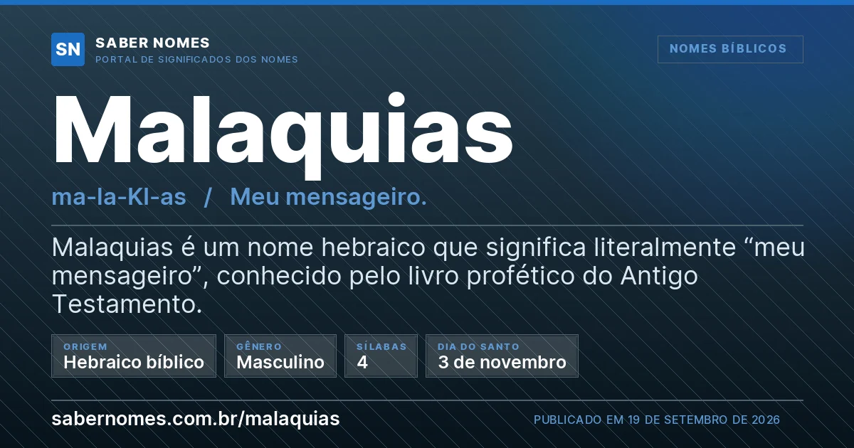 Imagem com o significado do nome Malaquias