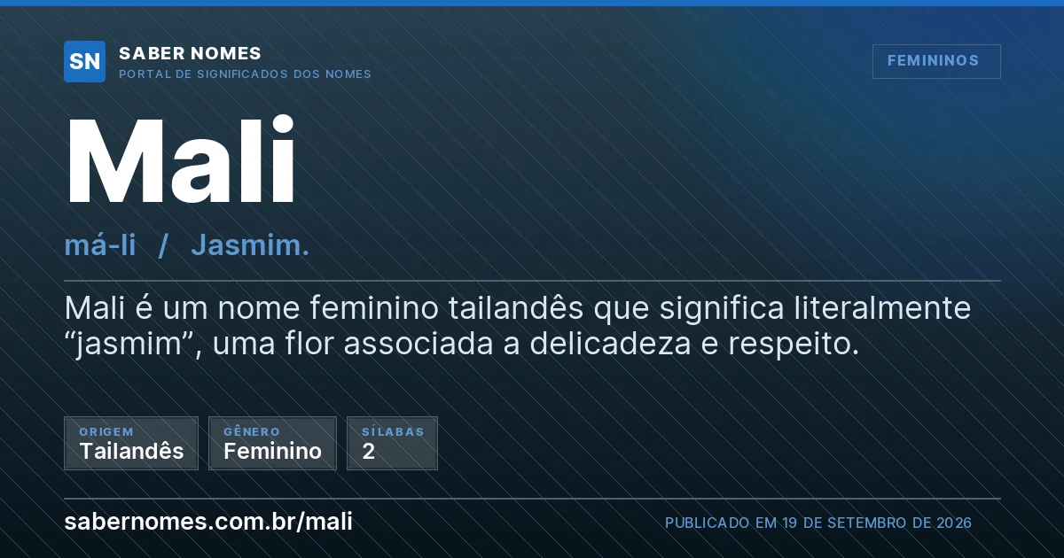 Imagem com o significado do nome Mali