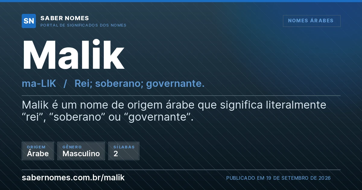 Imagem com o significado do nome Malik