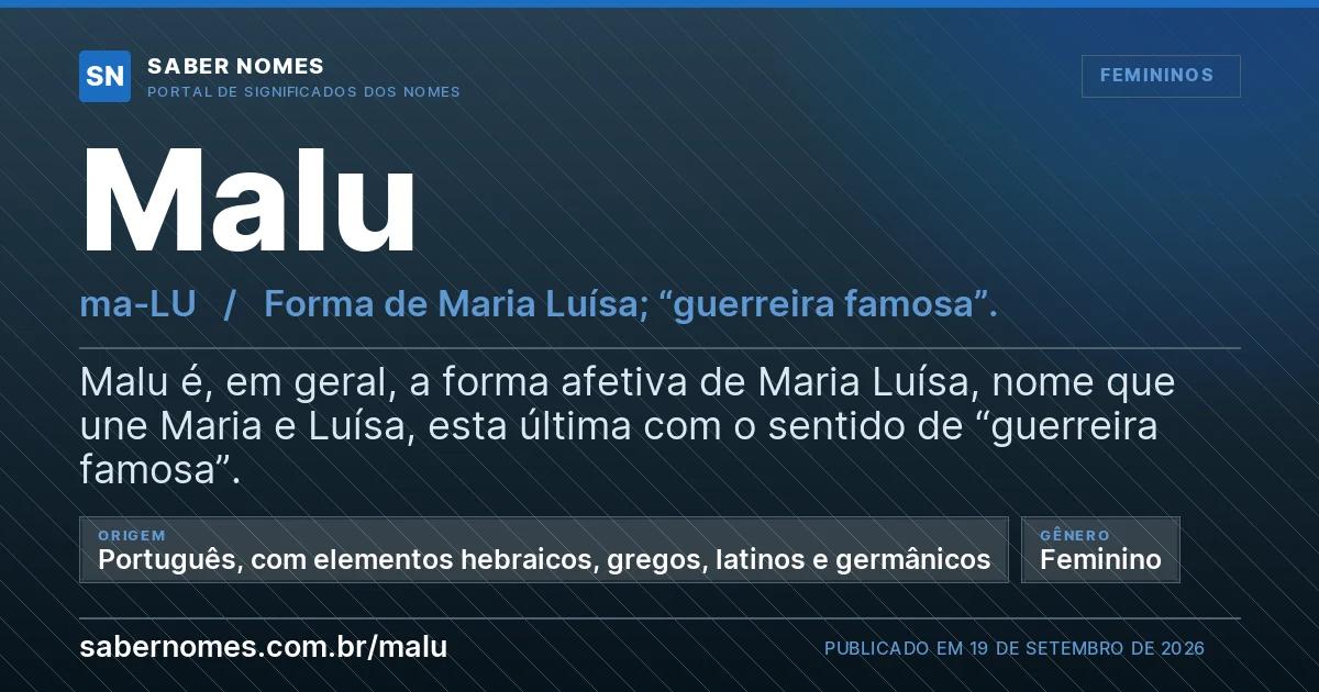 Imagem com o significado do nome Malu