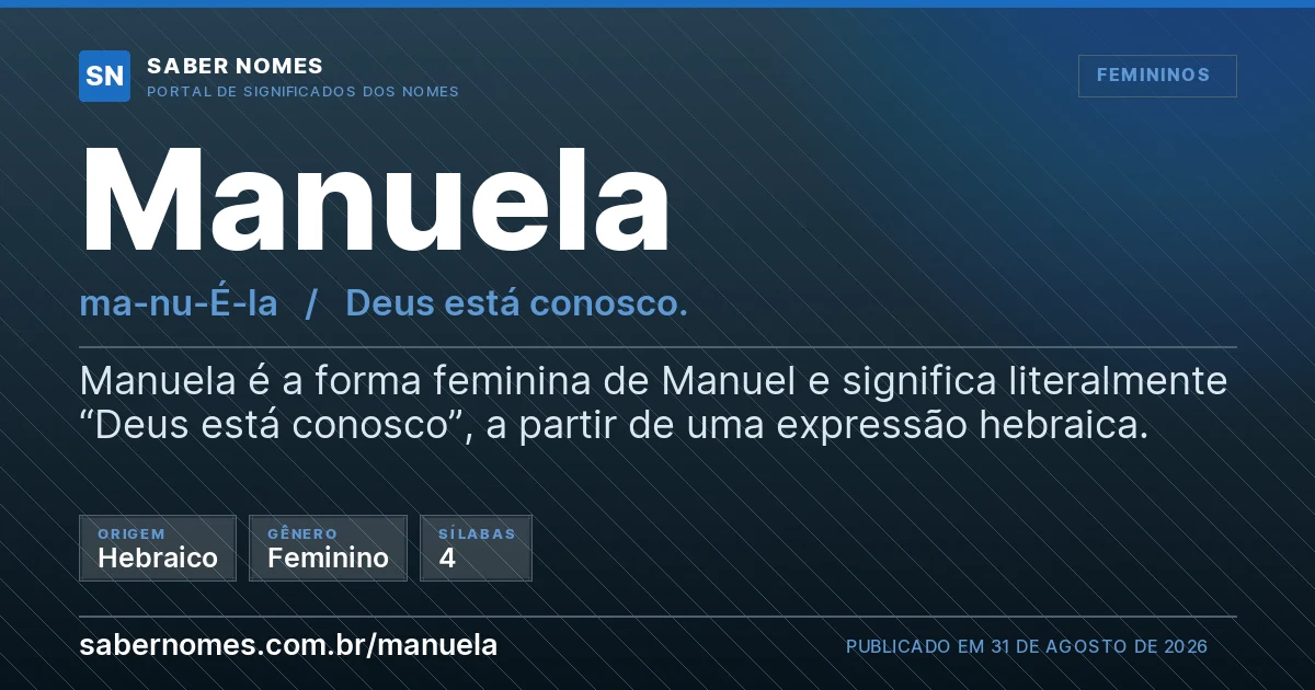 Imagem com o significado do nome Manuela