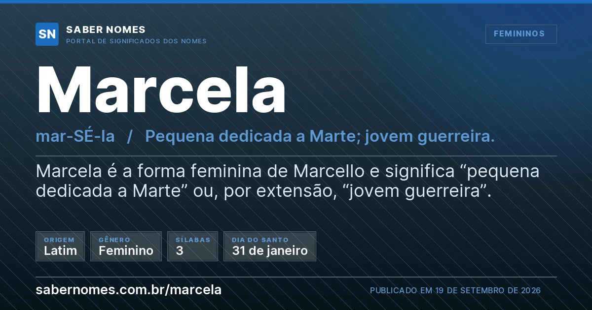 Imagem com o significado do nome Marcela
