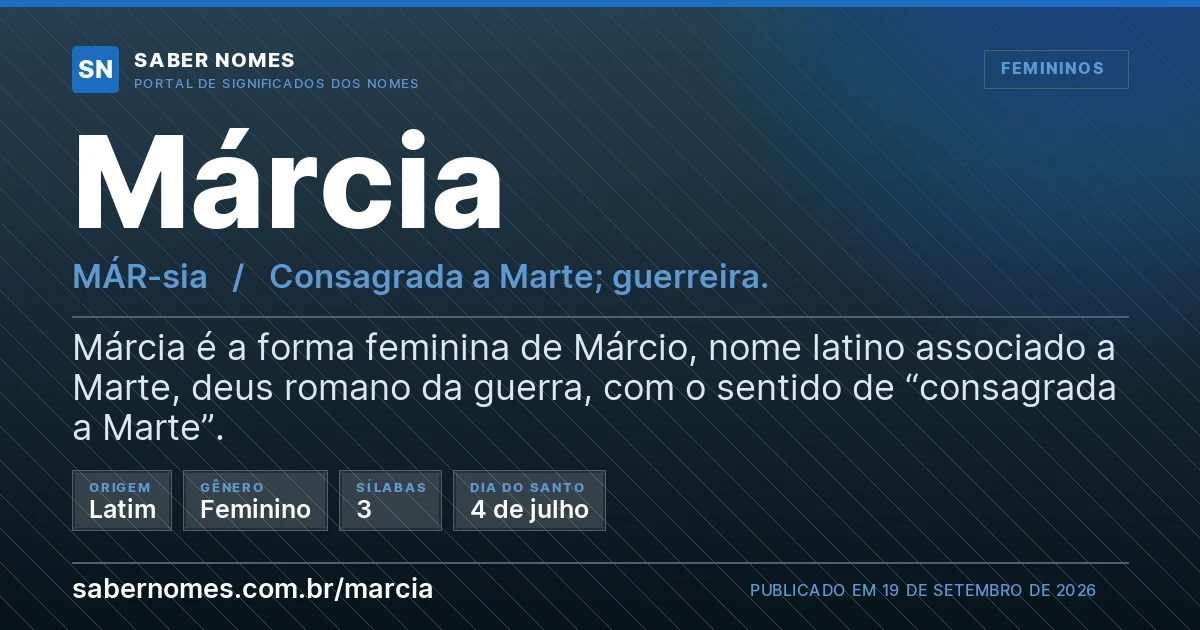 Imagem com o significado do nome Márcia