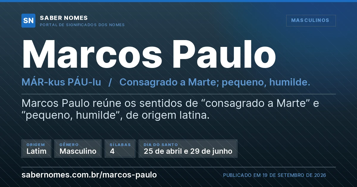Imagem com o significado do nome Marcos Paulo