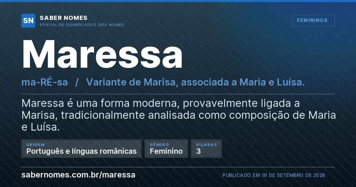 Imagem com o significado do nome Maressa