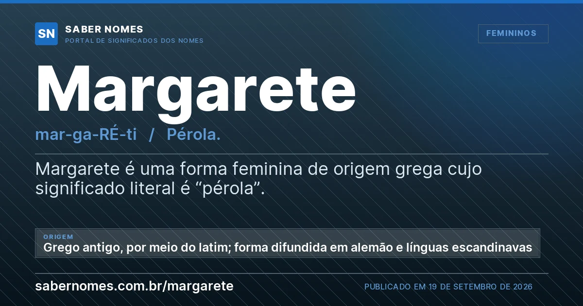Imagem com o significado do nome Margarete
