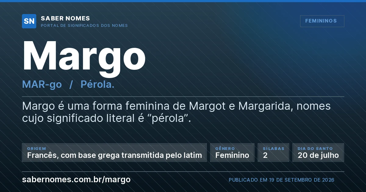 Imagem com o significado do nome Margo