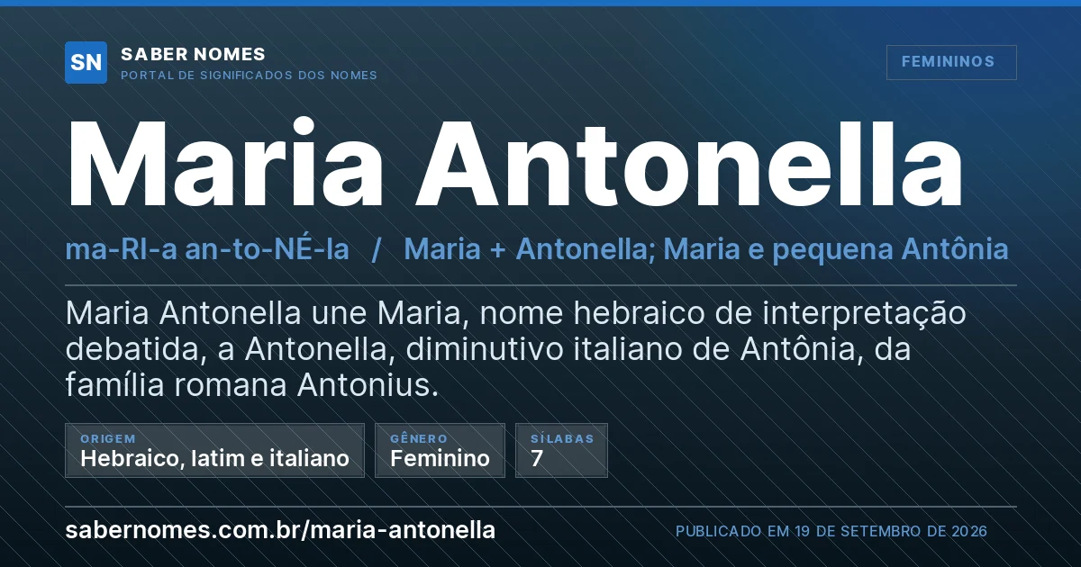 Imagem com o significado do nome Maria Antonella