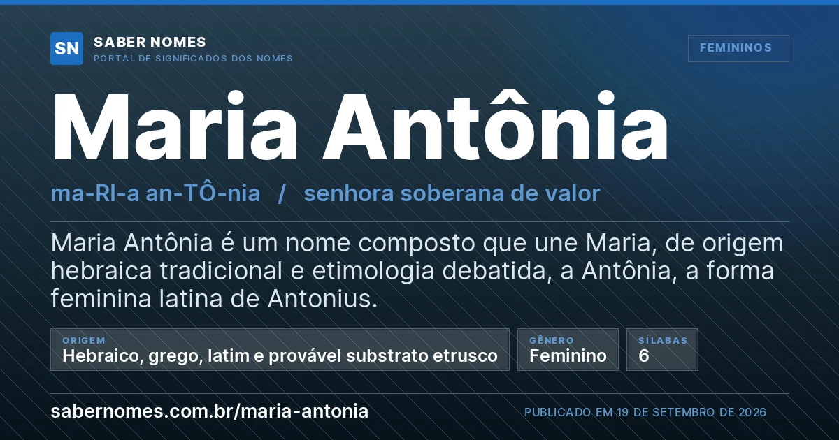 Imagem com o significado do nome Maria Antônia