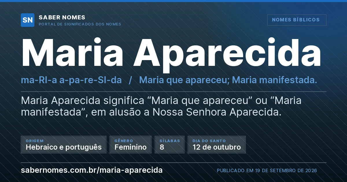 Imagem com o significado do nome Maria Aparecida