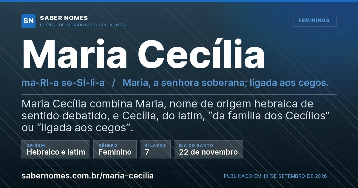 Imagem com o significado do nome Maria Cecília