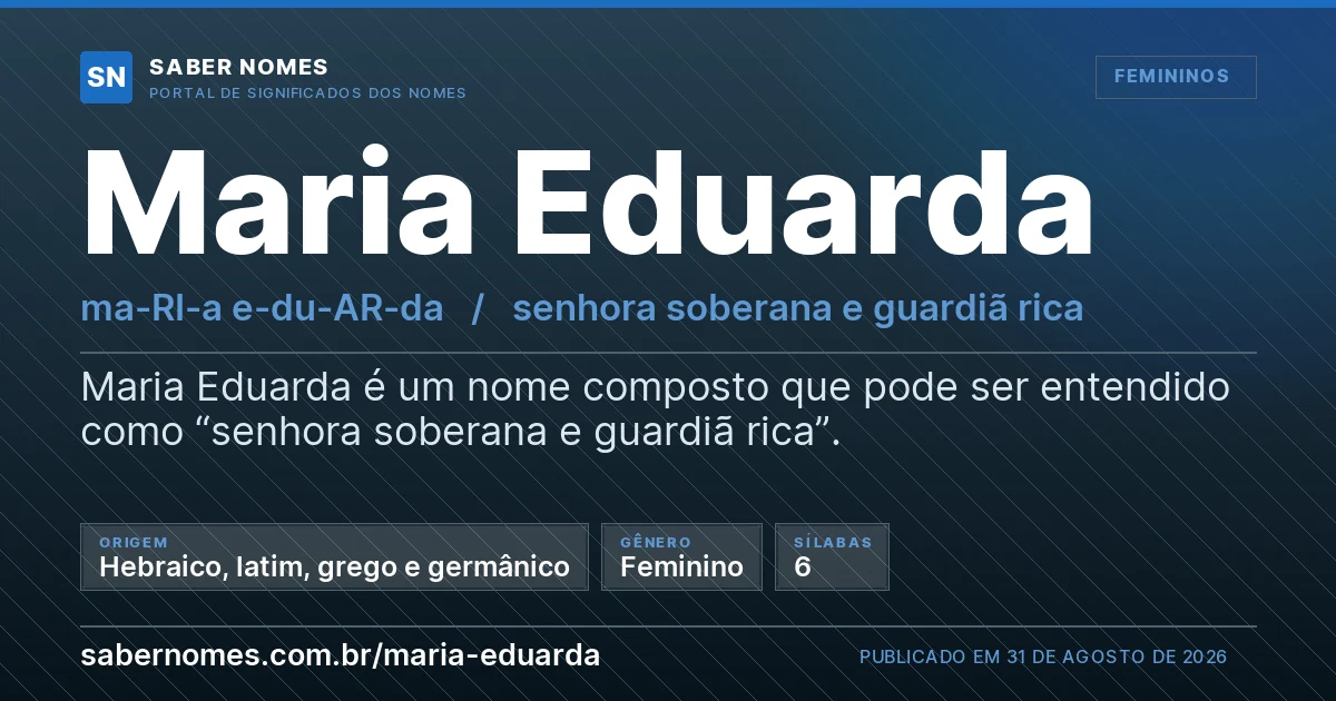 Imagem com o significado do nome Maria Eduarda