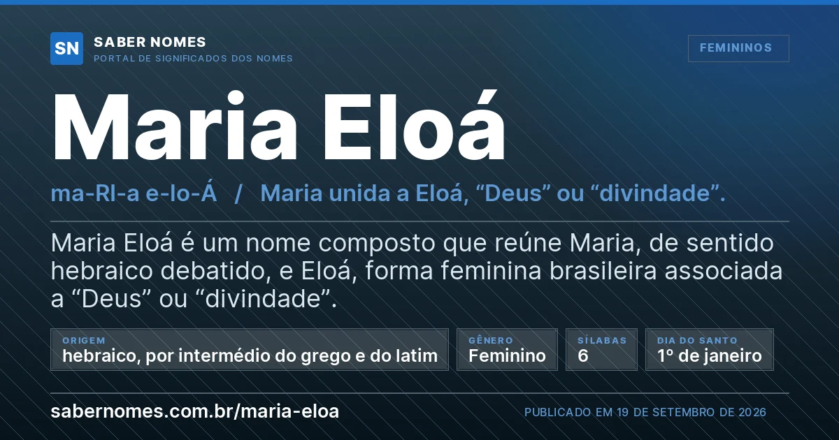 Imagem com o significado do nome Maria Eloá