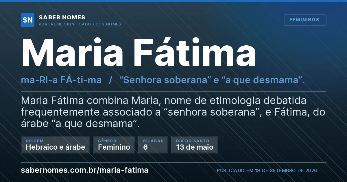 Imagem com o significado do nome Maria Fátima