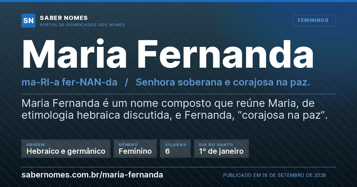 Imagem com o significado do nome Maria Fernanda