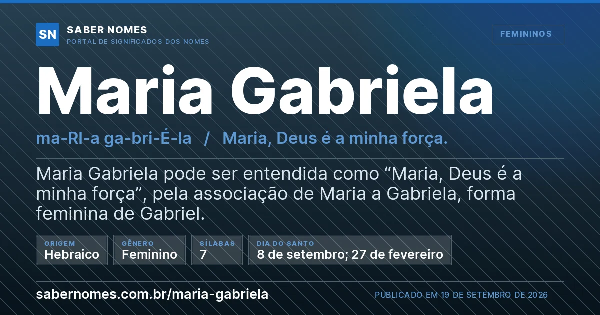 Imagem com o significado do nome Maria Gabriela